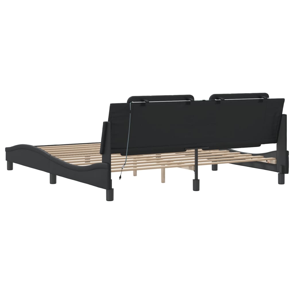 Bedframe met LED-verlichting kunstleer zwart 180x200 cm is nu te koop bij PeponiXL, paradijselijk wonen!