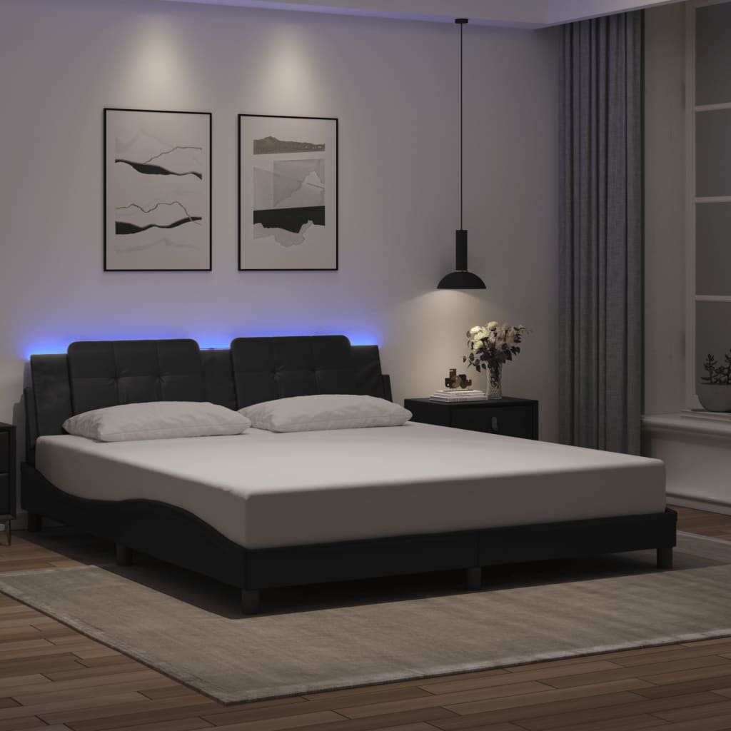 Bedframe met LED zonder matras "Zadar" zwart 180x200 cm is nu te koop bij PeponiXL, paradijselijk wonen!