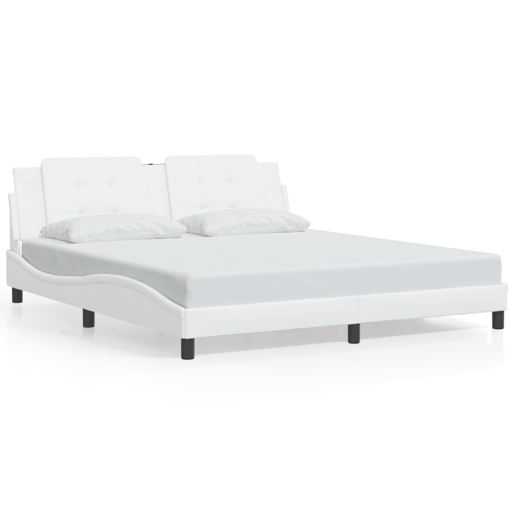Bedframe met LED zonder matras "Zadar" wit 180x200 cm is nu te koop bij PeponiXL, paradijselijk wonen!