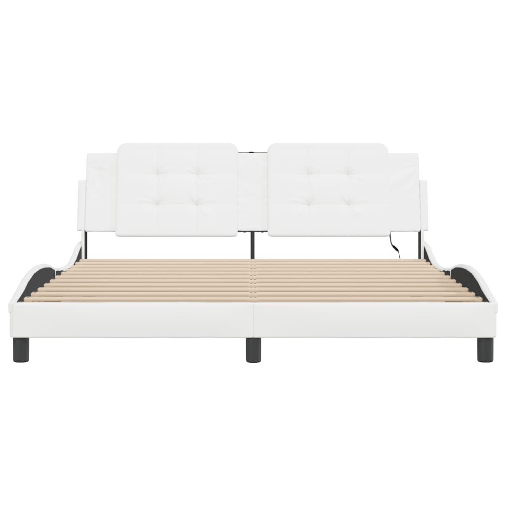 Bedframe met LED-verlichting kunstleer wit 180x200 cm is nu te koop bij PeponiXL, paradijselijk wonen!