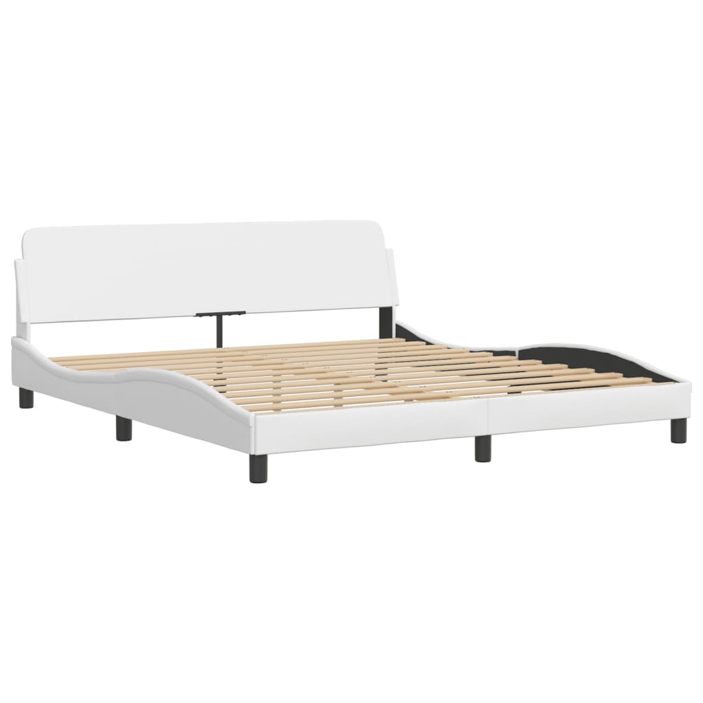 Bedframe met LED-verlichting kunstleer wit 180x200 cm is nu te koop bij PeponiXL, paradijselijk wonen!