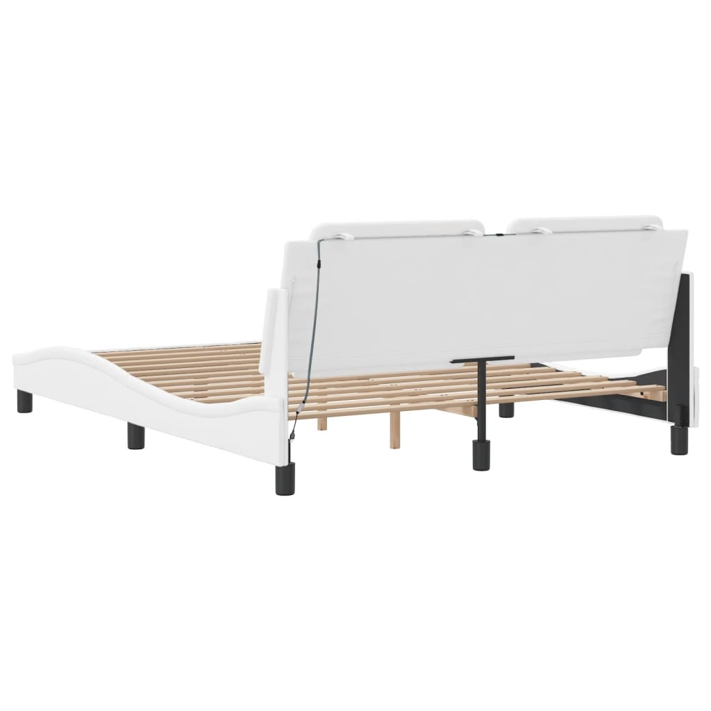 Bedframe met LED-verlichting kunstleer wit 180x200 cm is nu te koop bij PeponiXL, paradijselijk wonen!