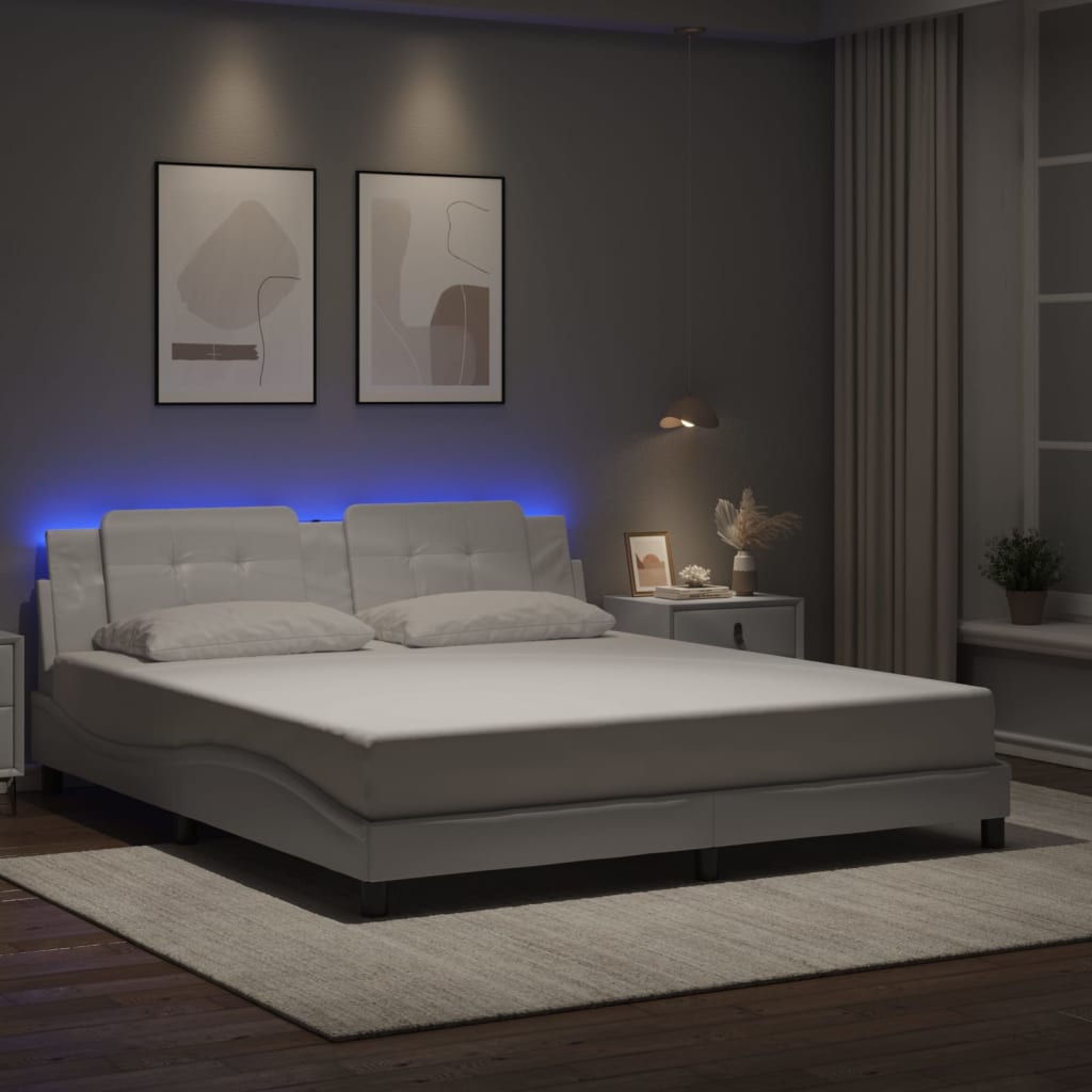 Bedframe met LED zonder matras "Zadar" wit 180x200 cm is nu te koop bij PeponiXL, paradijselijk wonen!