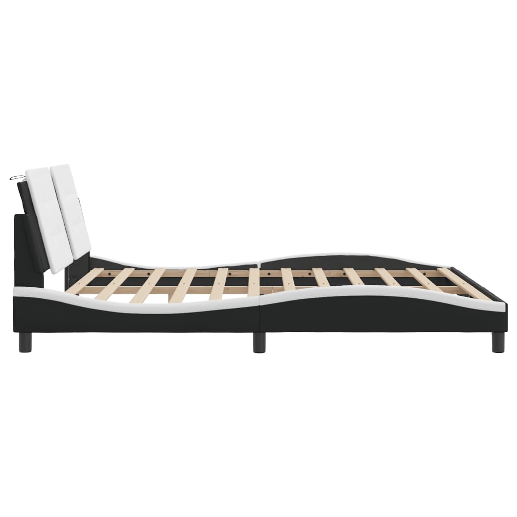 Bedframe met LED-verlichting kunstleer zwart en wit 180x200 cm is nu te koop bij PeponiXL, paradijselijk wonen!