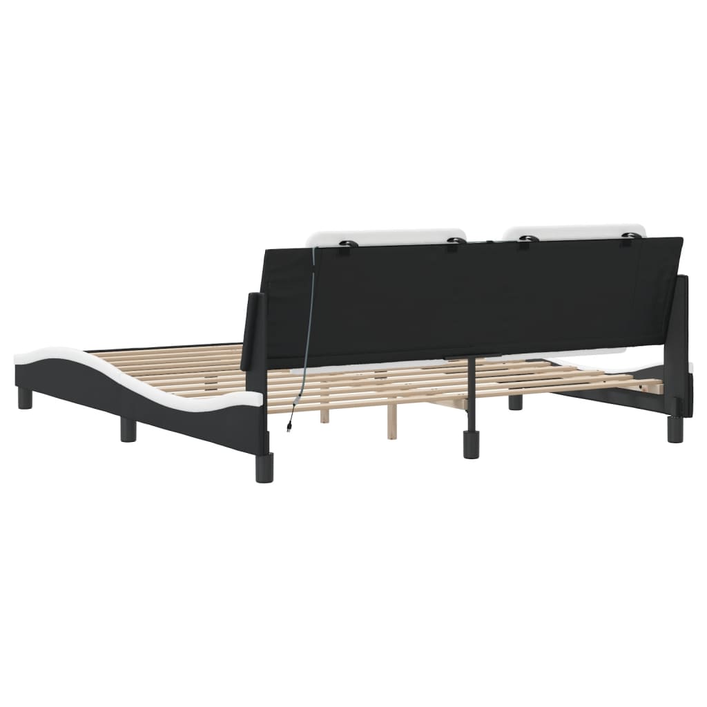 Bedframe met LED zonder matras "Zadar" zwart en wit 180x200 cm is nu te koop bij PeponiXL, paradijselijk wonen!