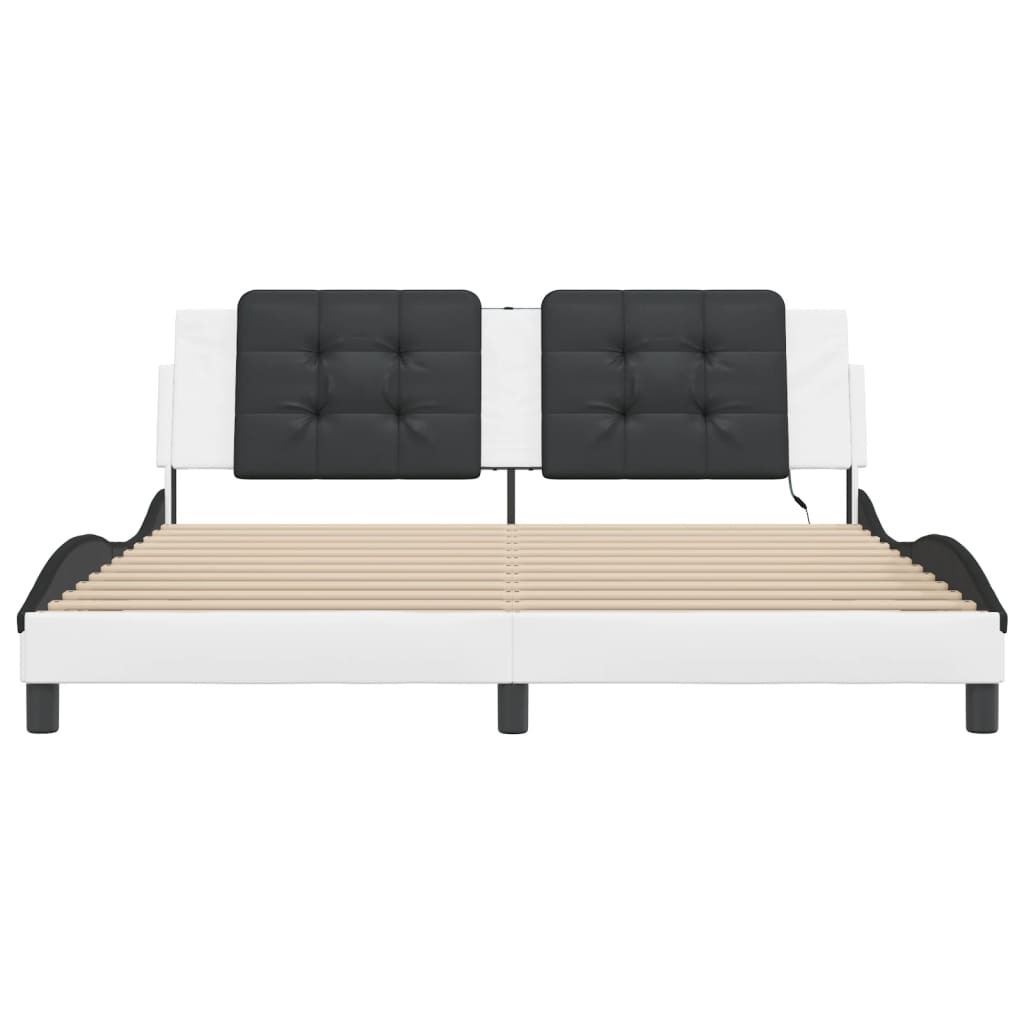 Bedframe met LED-verlichting kunstleer wit en zwart 180x200 cm is nu te koop bij PeponiXL, paradijselijk wonen!