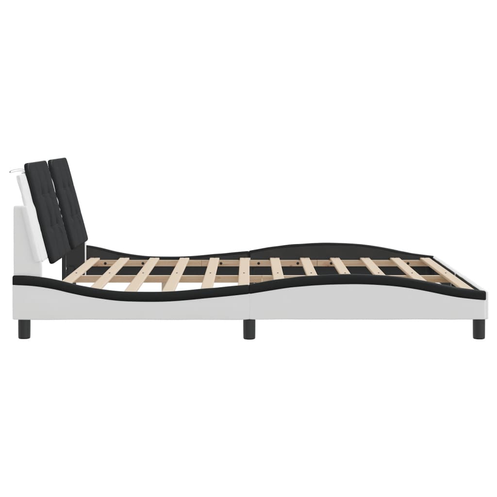 Bedframe met LED-verlichting kunstleer wit en zwart 180x200 cm is nu te koop bij PeponiXL, paradijselijk wonen!