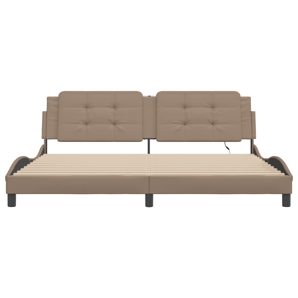 Bedframe met LED zonder matras "Zadar" cappuccino 200x200 cm is nu te koop bij PeponiXL, paradijselijk wonen!