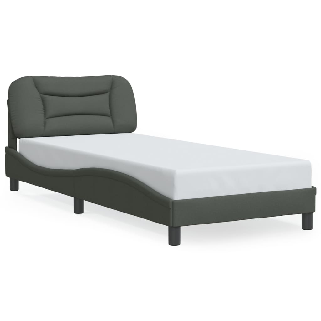 Bedframe met LED-verlichting stof donkergrijs 90x190 cm is nu te koop bij PeponiXL, paradijselijk wonen!
