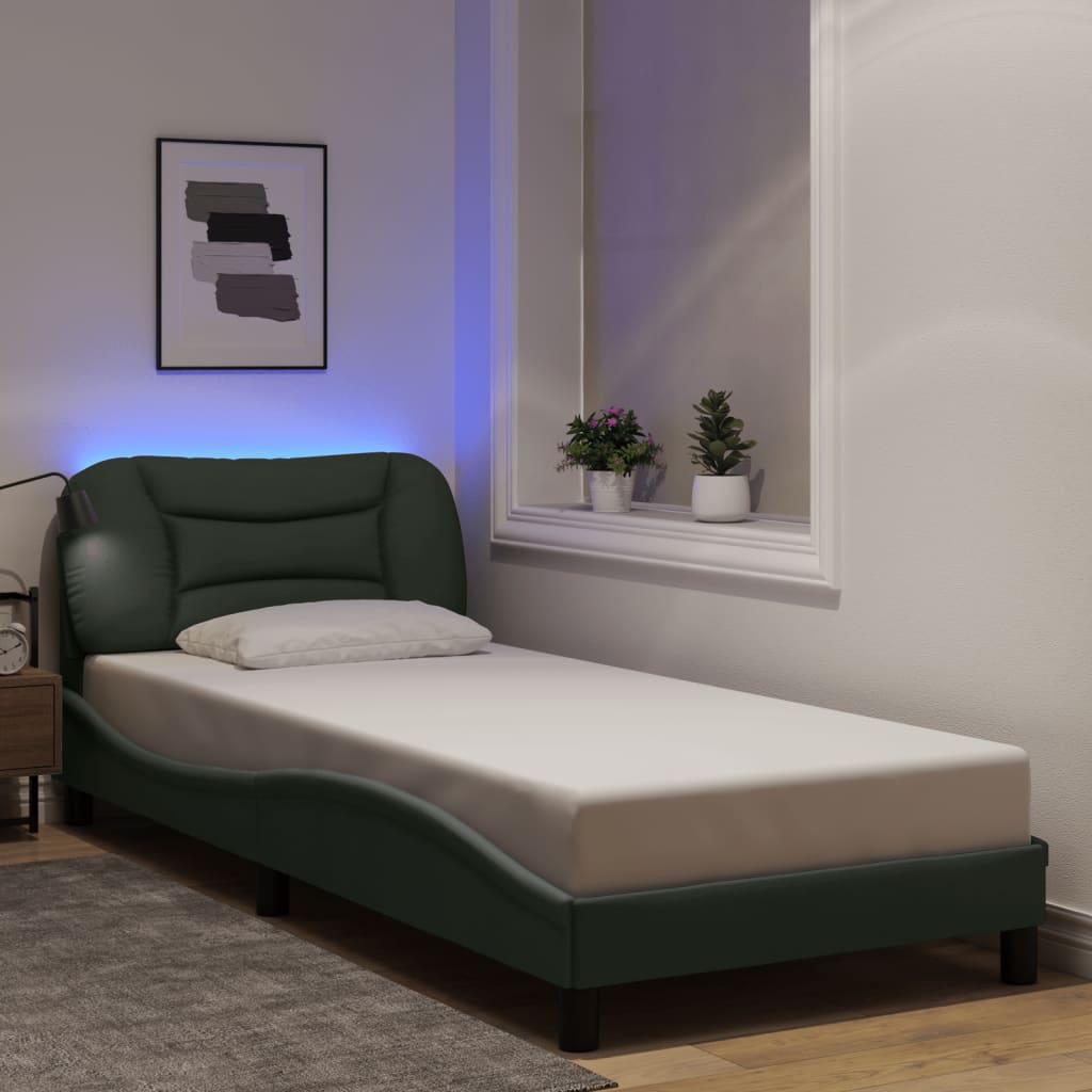 Bedframe met LED-verlichting stof donkergrijs 90x190 cm is nu te koop bij PeponiXL, paradijselijk wonen!