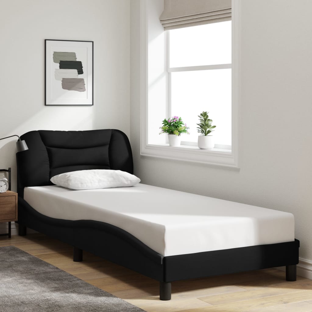 Bedframe met LED-verlichting stof zwart 90x190 cm is nu te koop bij PeponiXL, paradijselijk wonen!