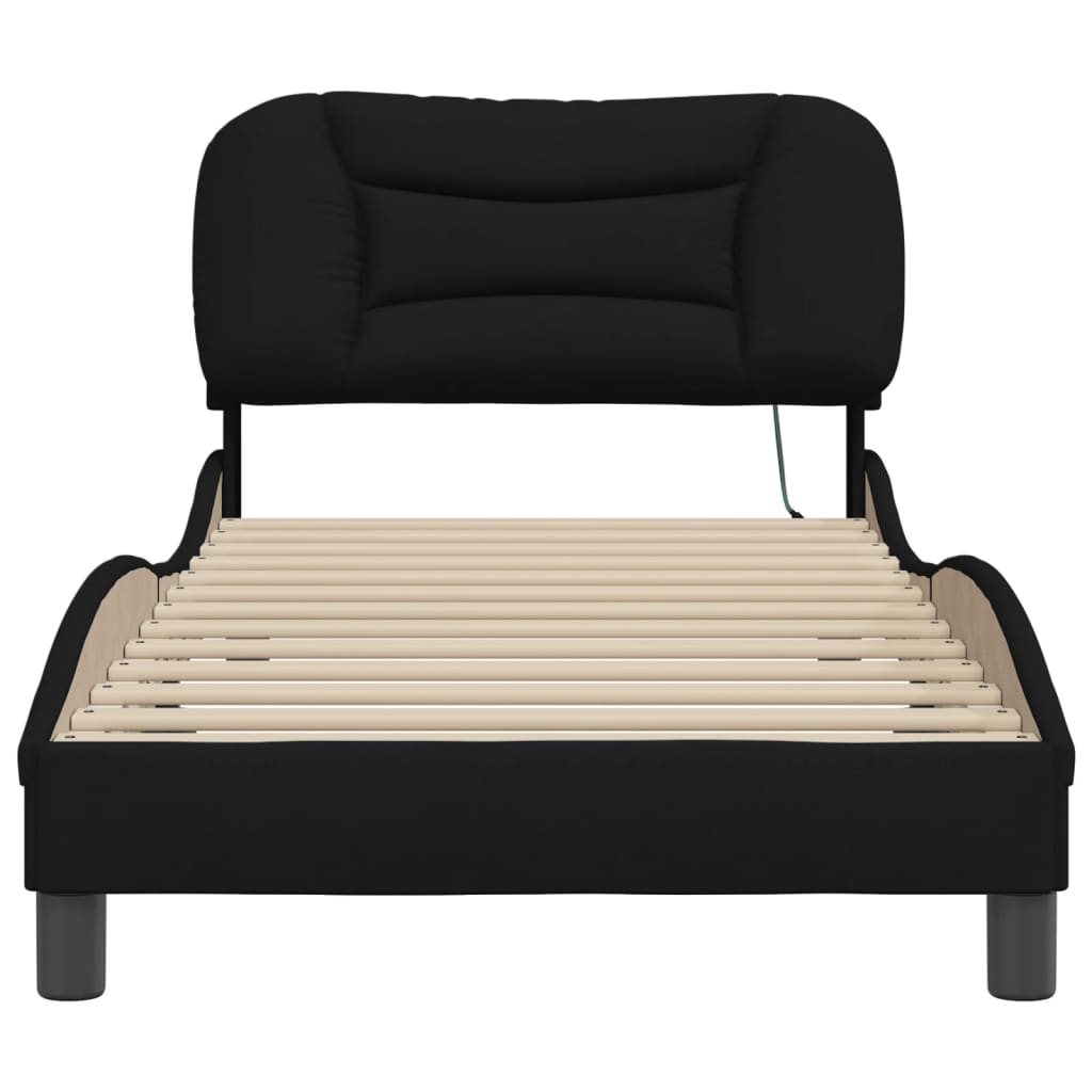 Bedframe met LED-verlichting stof zwart 90x190 cm is nu te koop bij PeponiXL, paradijselijk wonen!