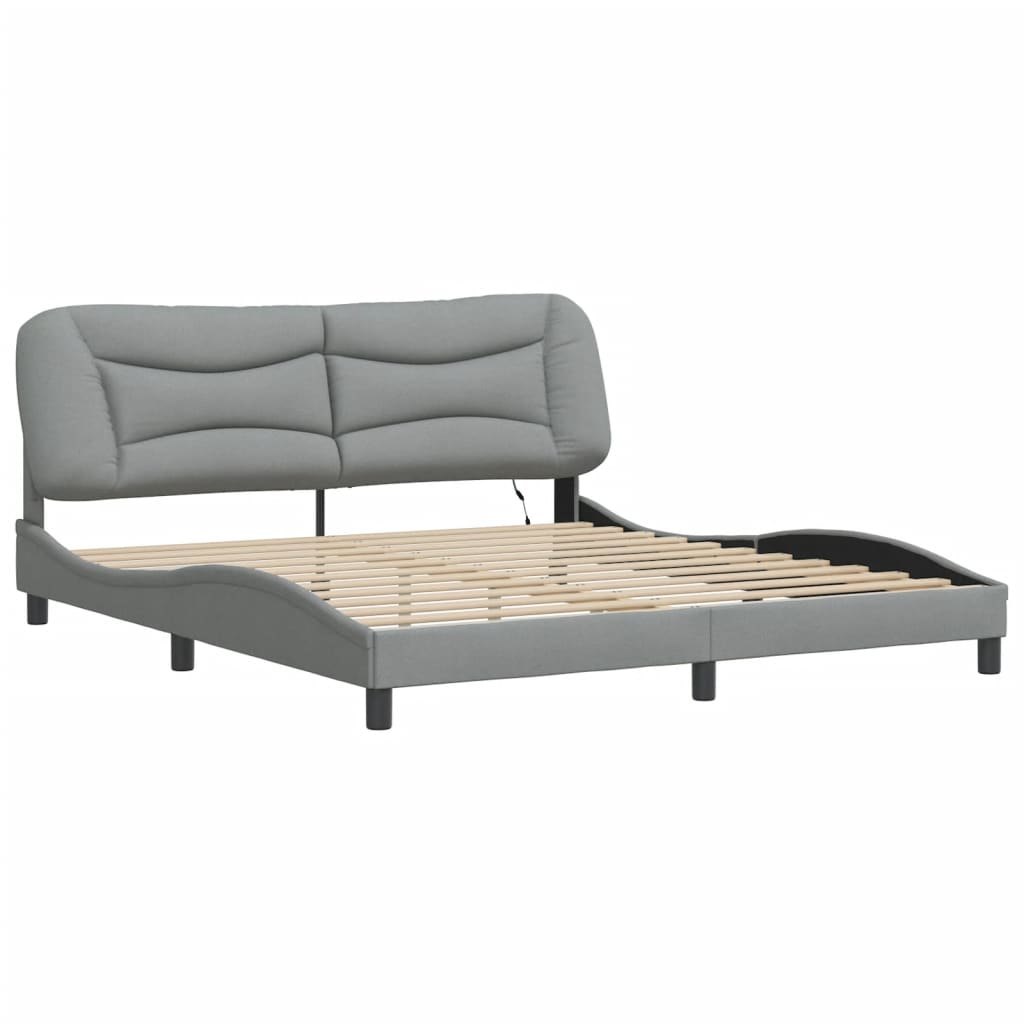 Bedframe met LED-verlichting stof donkergrijs 180x200 cm is nu te koop bij PeponiXL, paradijselijk wonen!