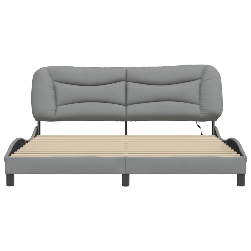 Bedframe met LED-verlichting stof donkergrijs 180x200 cm is nu te koop bij PeponiXL, paradijselijk wonen!