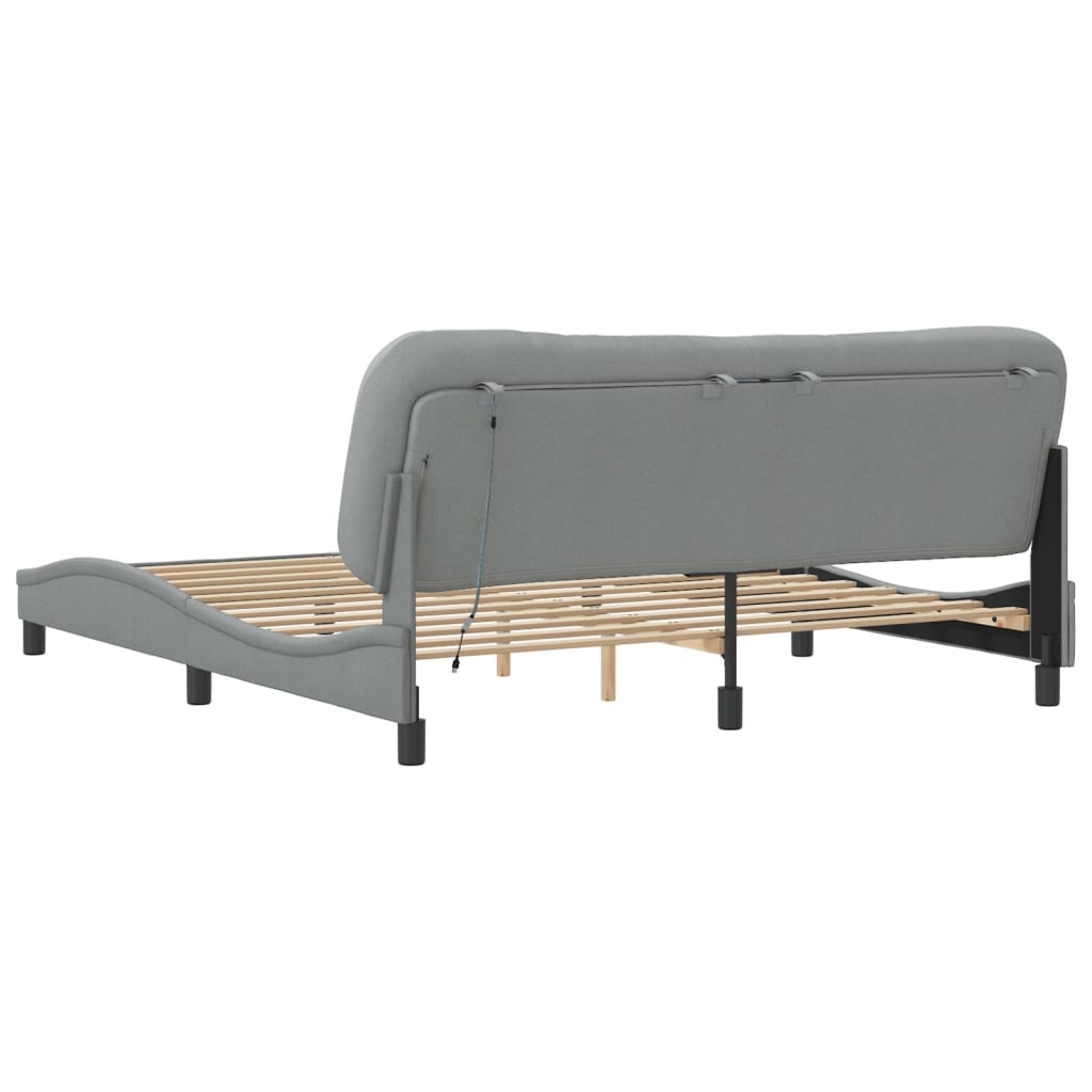 Bedframe met LED-verlichting stof donkergrijs 180x200 cm is nu te koop bij PeponiXL, paradijselijk wonen!