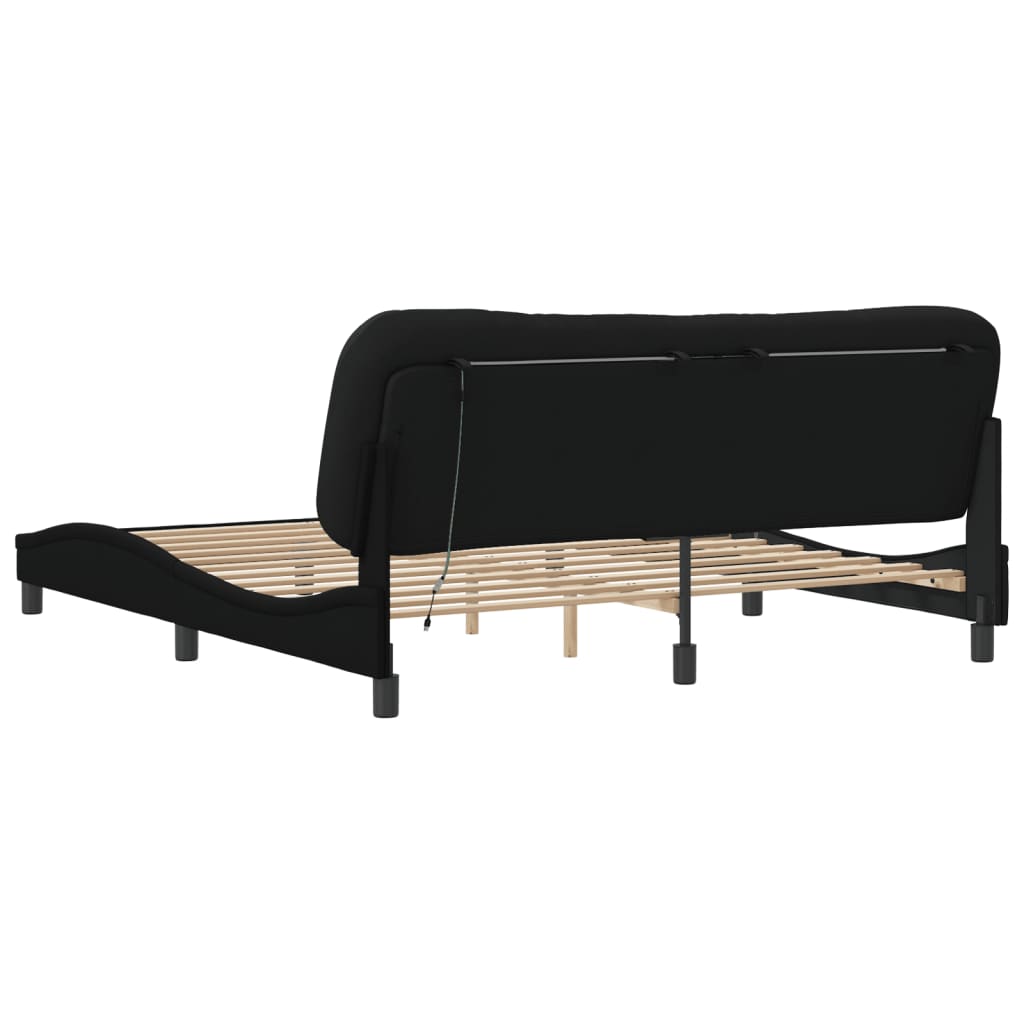 Bedframe met LED-verlichting stof zwart 180x200 cm is nu te koop bij PeponiXL, paradijselijk wonen!