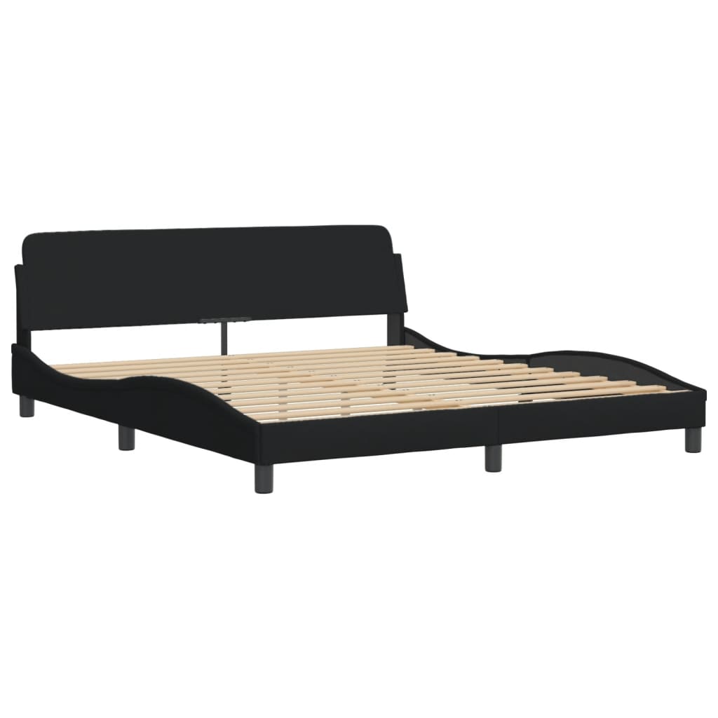 Bedframe met LED-verlichting stof zwart 180x200 cm is nu te koop bij PeponiXL, paradijselijk wonen!