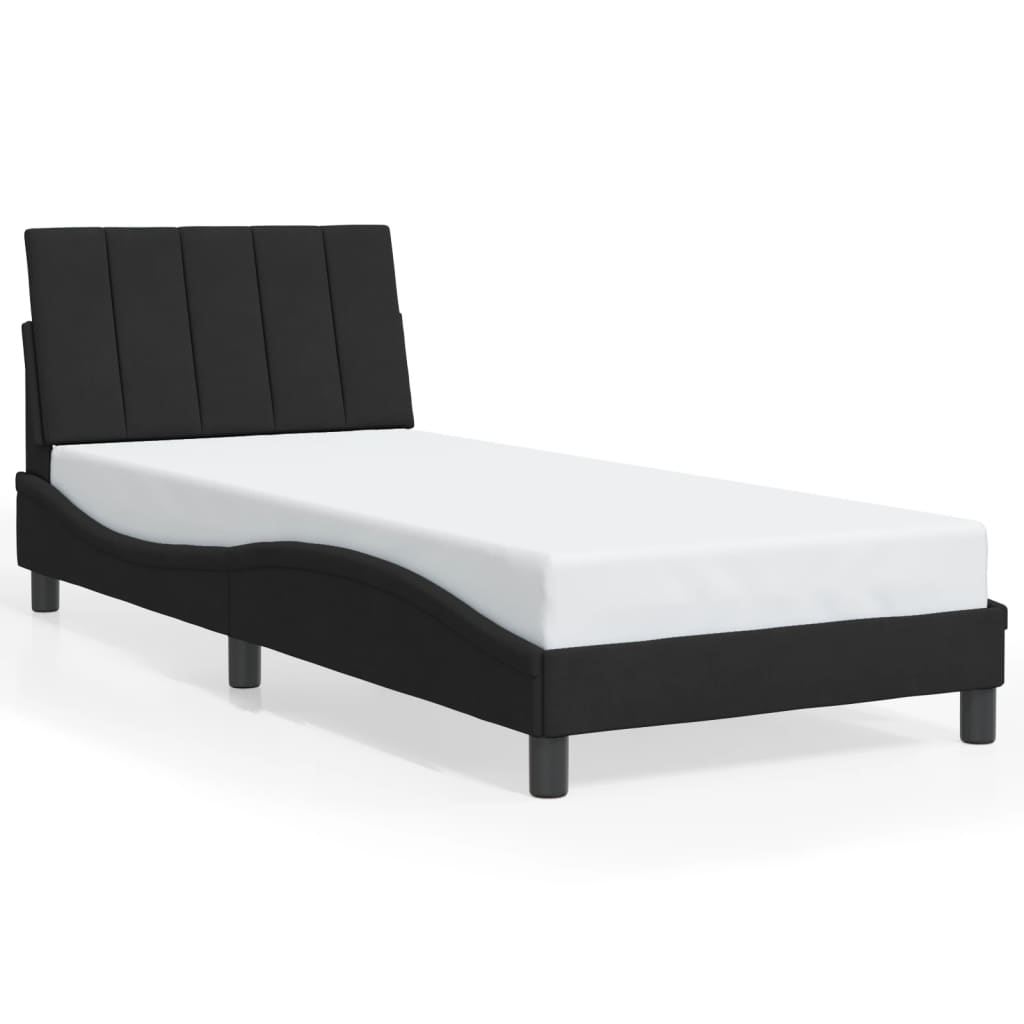 Bedframe met LED-verlichting fluweel zwart 90x190 cm is nu te koop bij PeponiXL, paradijselijk wonen!