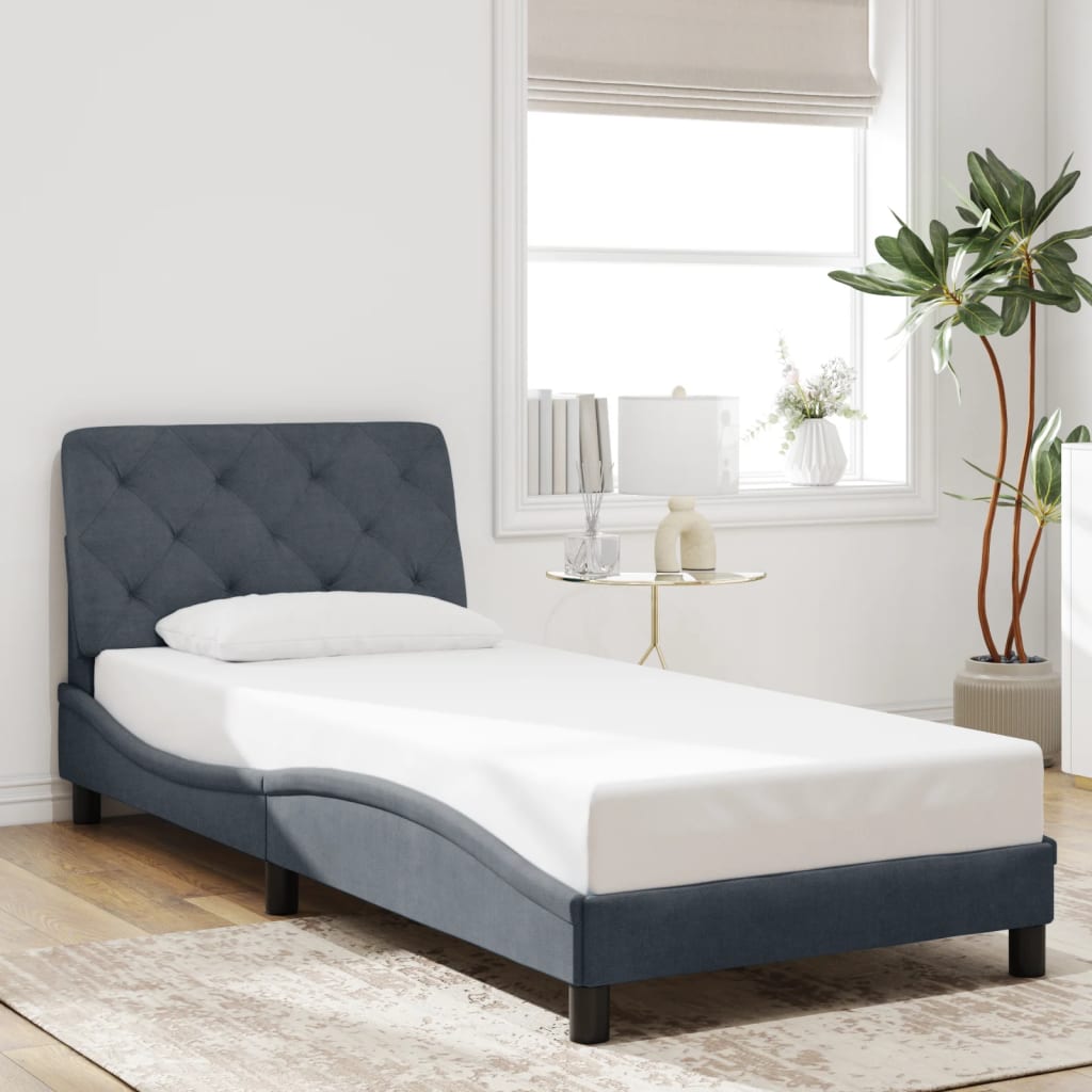 Bedframe met LED-verlichting fluweel donkergrijs 90x190 cm is nu te koop bij PeponiXL, paradijselijk wonen!