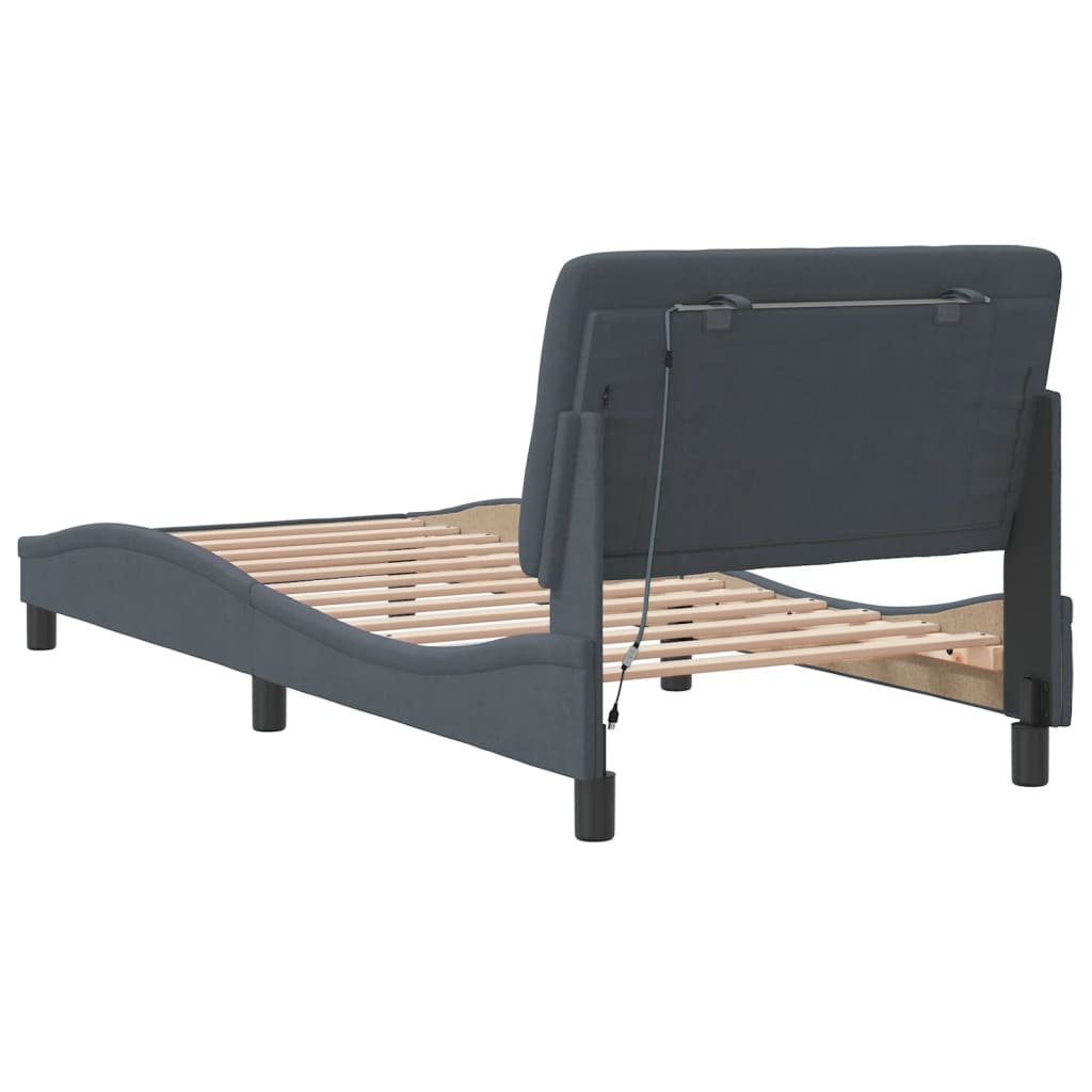 Bedframe met LED-verlichting fluweel donkergrijs 90x190 cm is nu te koop bij PeponiXL, paradijselijk wonen!