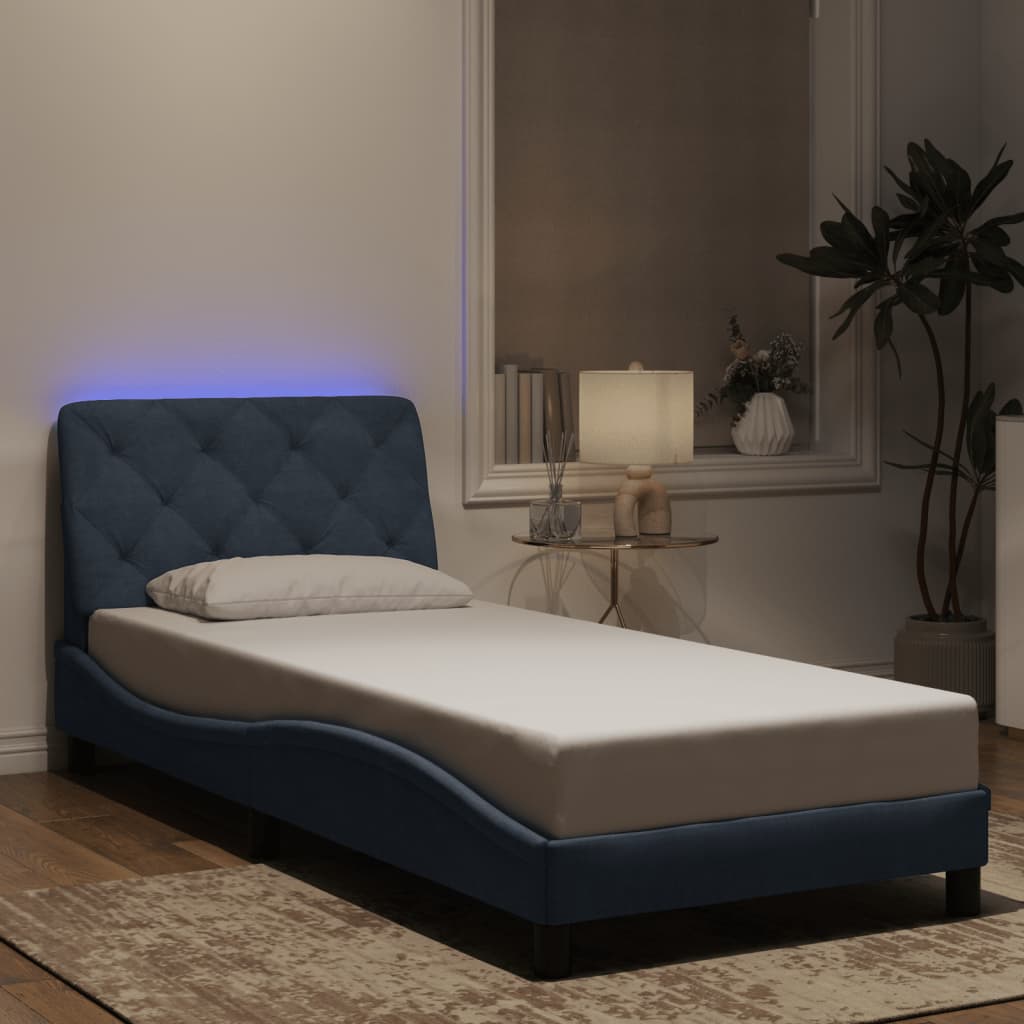Bedframe met LED-verlichting fluweel donkergrijs 90x190 cm is nu te koop bij PeponiXL, paradijselijk wonen!