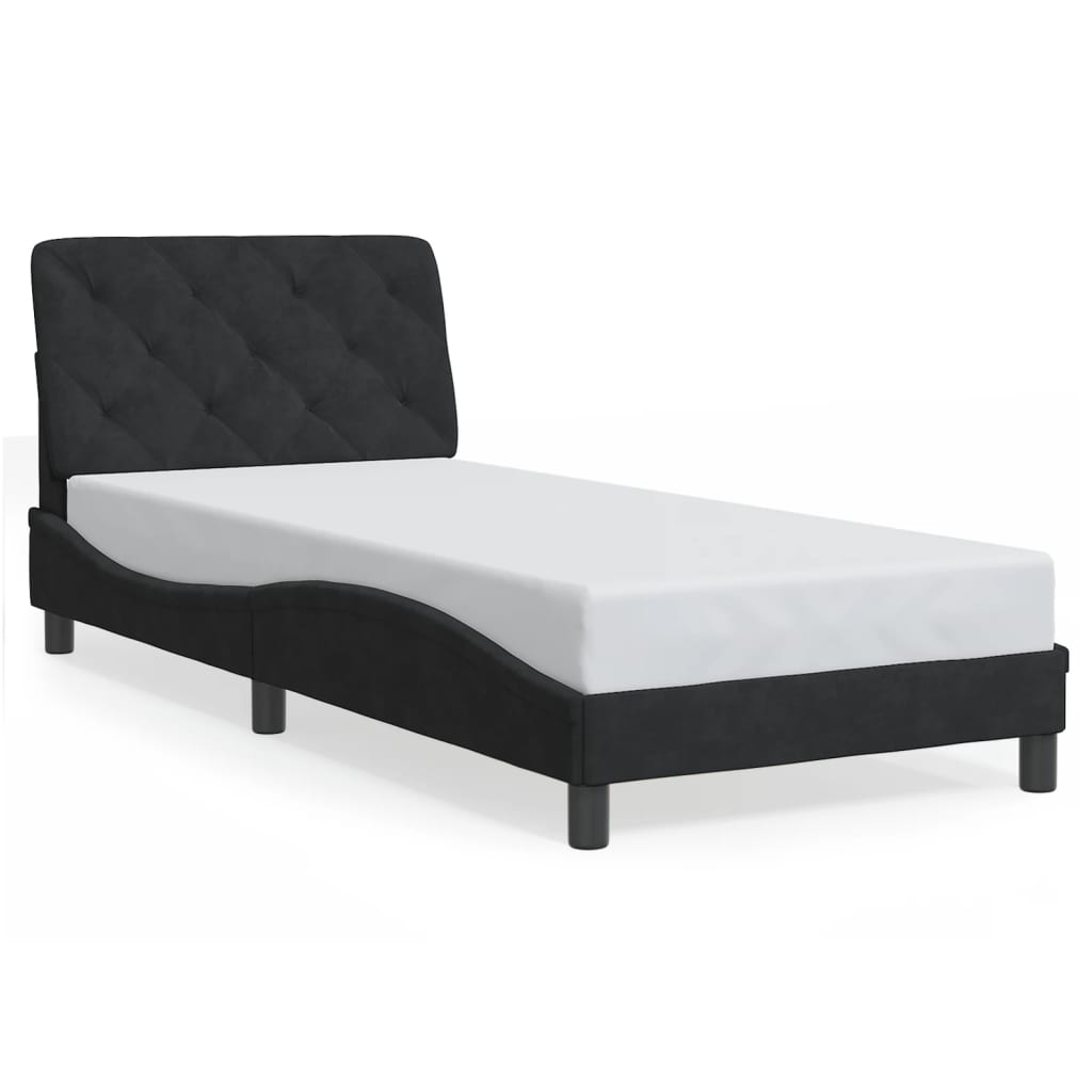 Bedframe met LED-verlichting fluweel zwart 90x190 cm is nu te koop bij PeponiXL, paradijselijk wonen!
