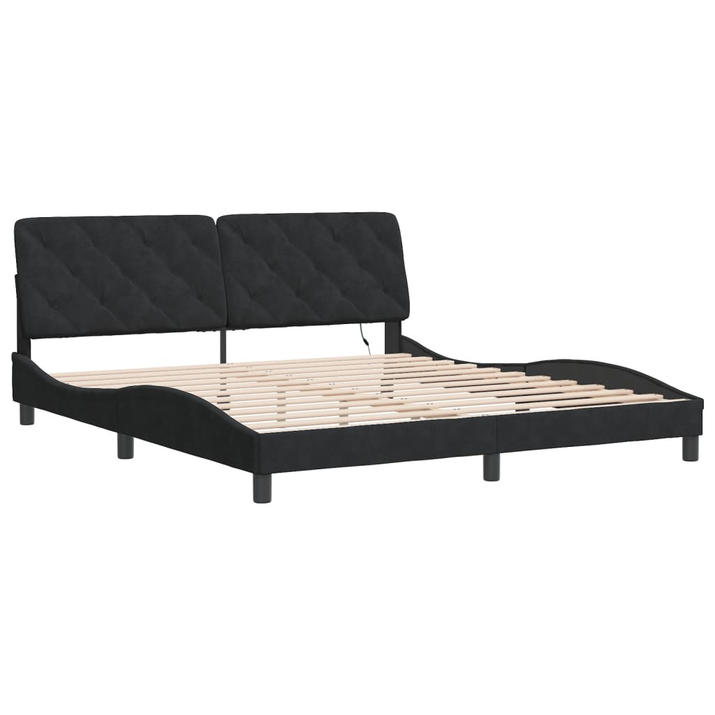 Bedframe met LED-verlichting fluweel zwart 180x200 cm is nu te koop bij PeponiXL, paradijselijk wonen!