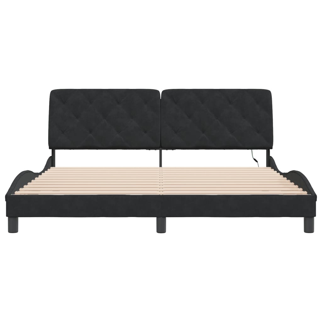 Bedframe met LED-verlichting fluweel zwart 180x200 cm is nu te koop bij PeponiXL, paradijselijk wonen!