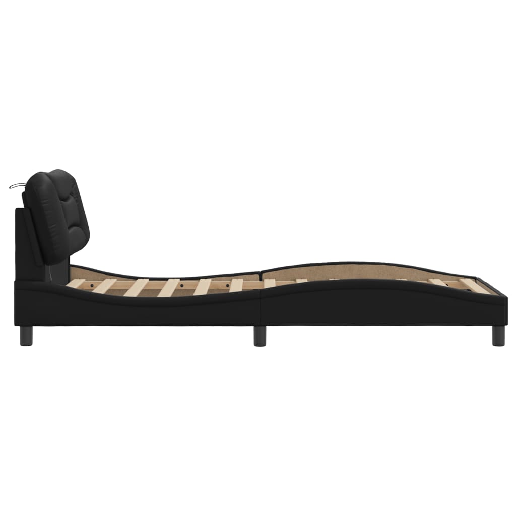 Bedframe met LED-verlichting kunstleer zwart 90x190 cm is nu te koop bij PeponiXL, paradijselijk wonen!