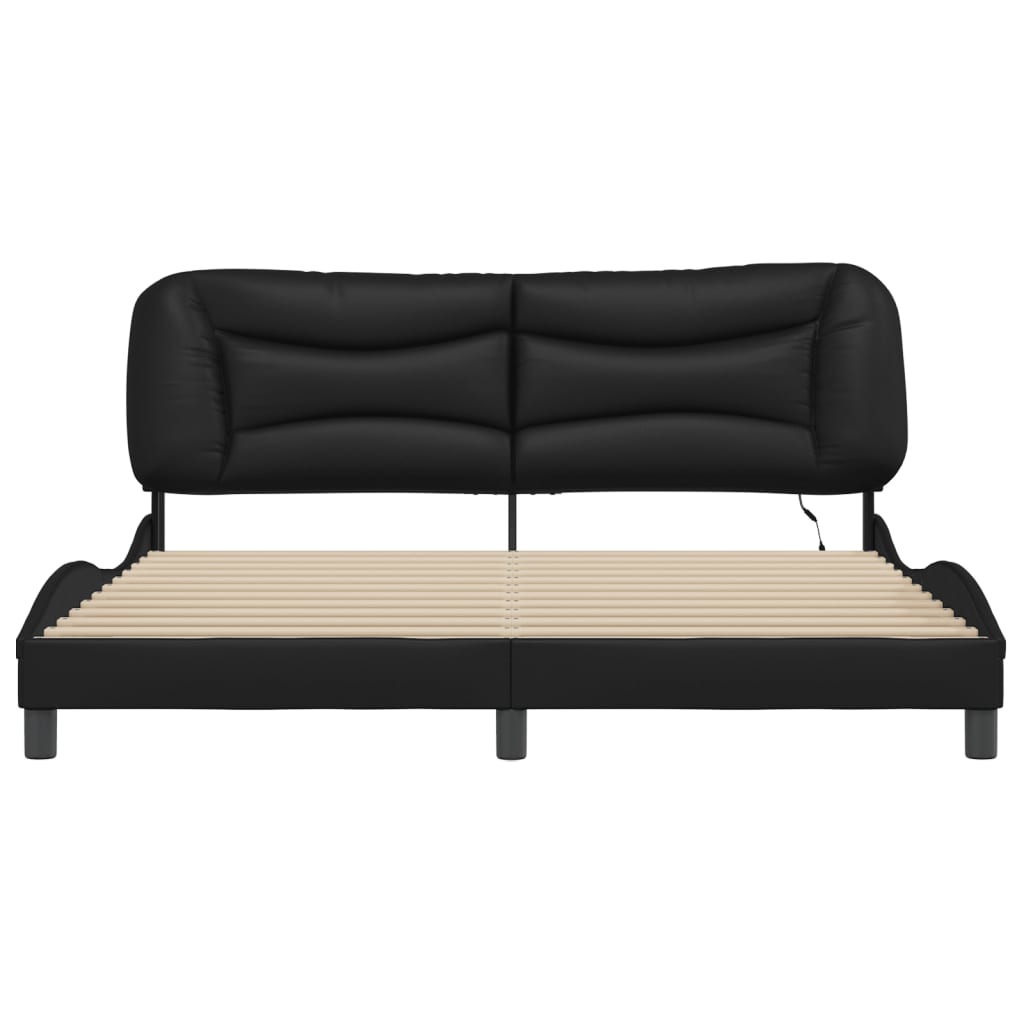 Bedframe met LED-verlichting kunstleer zwart 180x200 cm is nu te koop bij PeponiXL, paradijselijk wonen!