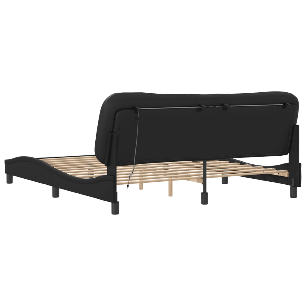 Bedframe met LED-verlichting kunstleer zwart 180x200 cm is nu te koop bij PeponiXL, paradijselijk wonen!