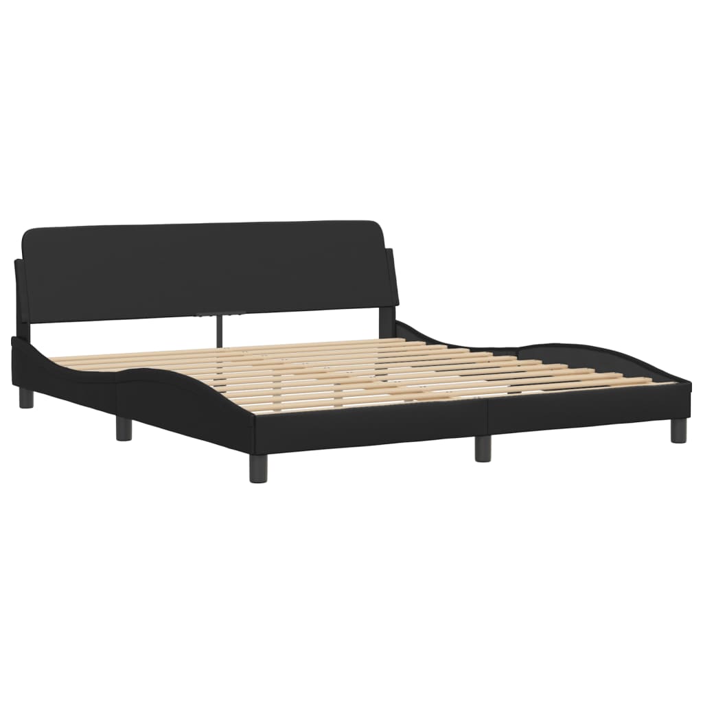 Bedframe met LED-verlichting kunstleer zwart 180x200 cm is nu te koop bij PeponiXL, paradijselijk wonen!