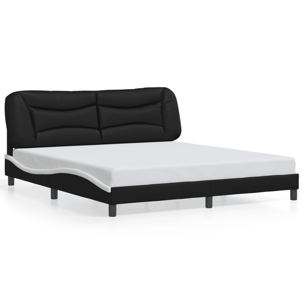Bedframe met LED-verlichting kunstleer zwart en wit 180x200 cm is nu te koop bij PeponiXL, paradijselijk wonen!