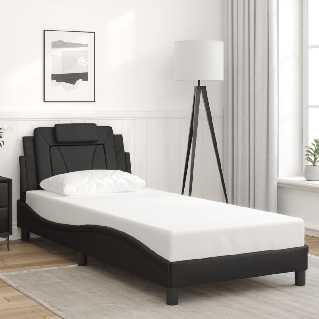 Bedframe met LED-verlichting kunstleer zwart 90x190 cm is nu te koop bij PeponiXL, paradijselijk wonen!