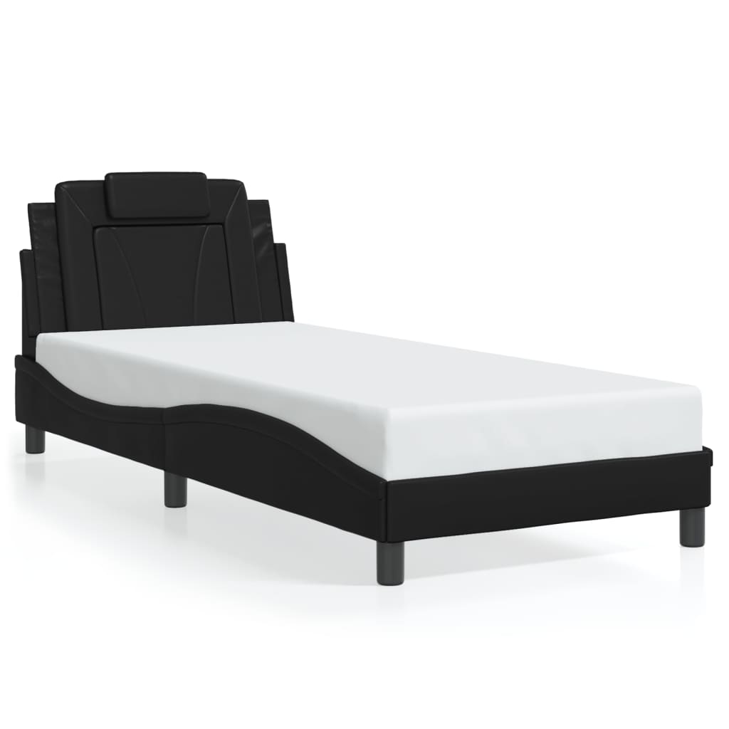 Bedframe met LED-verlichting kunstleer zwart 90x190 cm is nu te koop bij PeponiXL, paradijselijk wonen!