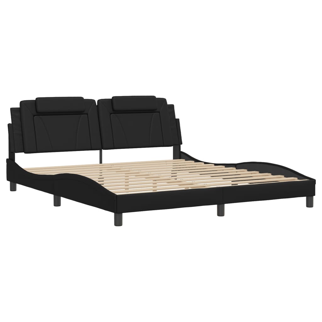 Bedframe met LED-verlichting kunstleer zwart 180x200 cm is nu te koop bij PeponiXL, paradijselijk wonen!