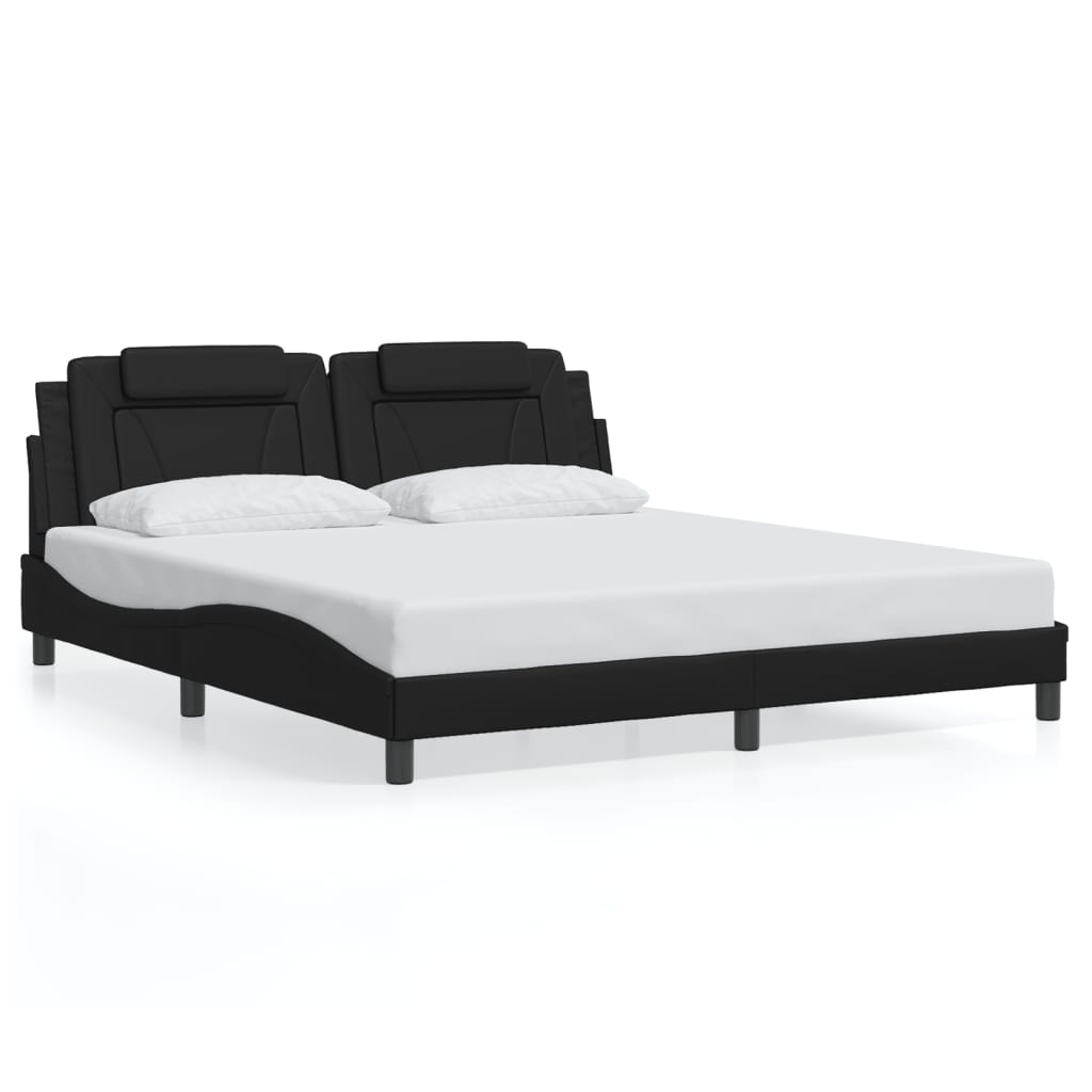 Bedframe met LED-verlichting kunstleer zwart 180x200 cm is nu te koop bij PeponiXL, paradijselijk wonen!