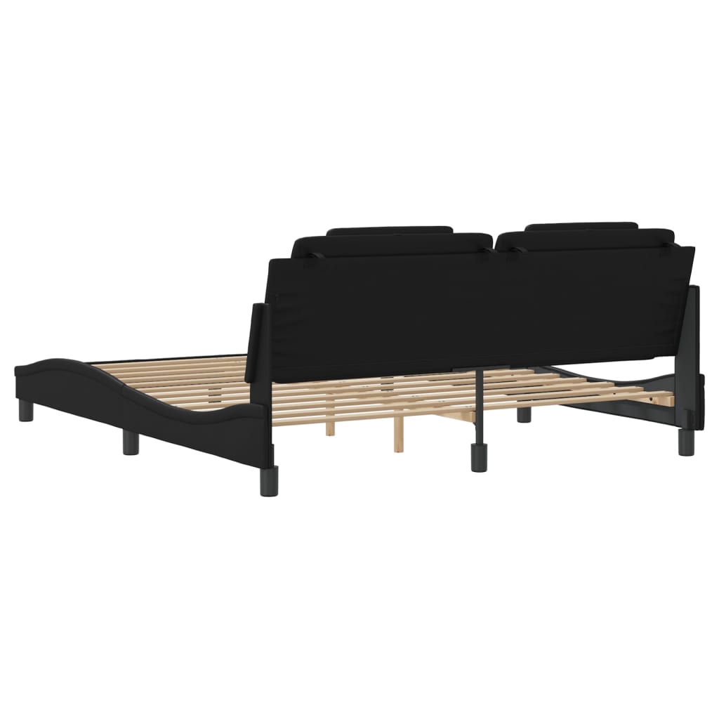 Bedframe met LED-verlichting kunstleer zwart 180x200 cm is nu te koop bij PeponiXL, paradijselijk wonen!