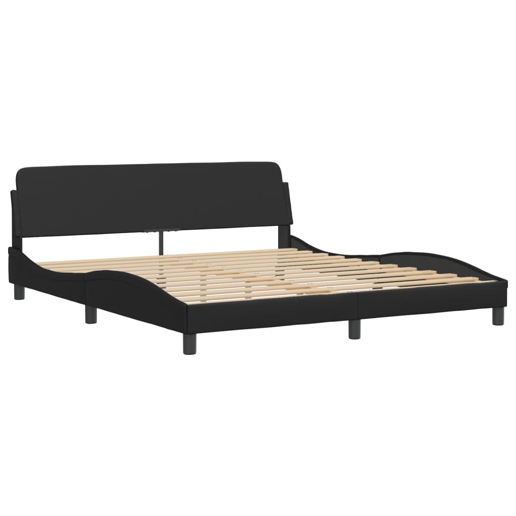 Bedframe met LED-verlichting kunstleer zwart 180x200 cm is nu te koop bij PeponiXL, paradijselijk wonen!