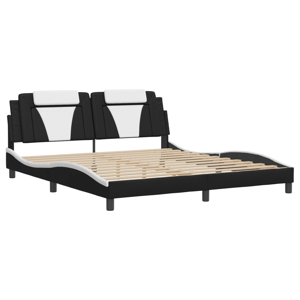 Bedframe met LED-verlichting kunstleer zwart en wit 180x200 cm is nu te koop bij PeponiXL, paradijselijk wonen!