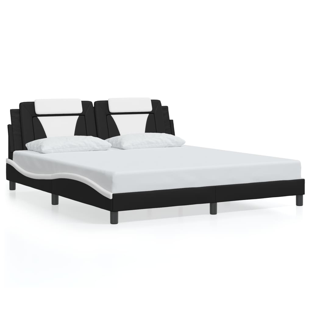 Bedframe met LED-verlichting kunstleer zwart en wit 180x200 cm is nu te koop bij PeponiXL, paradijselijk wonen!