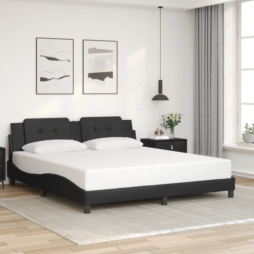 Bedframe met LED-verlichting kunstleer zwart 180x200 cm is nu te koop bij PeponiXL, paradijselijk wonen!