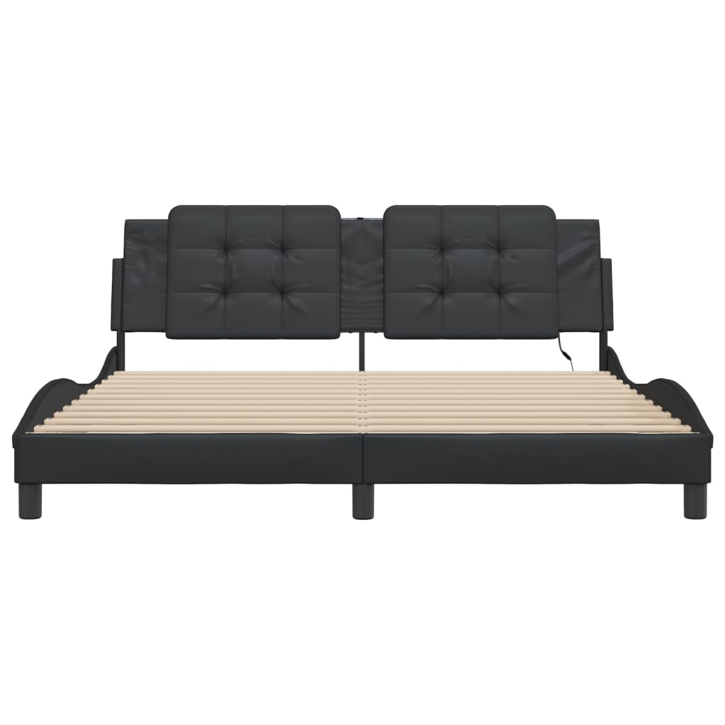 Bedframe met LED-verlichting kunstleer zwart 180x200 cm is nu te koop bij PeponiXL, paradijselijk wonen!