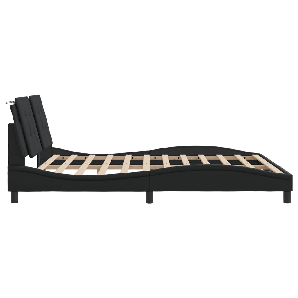 Bedframe met LED-verlichting kunstleer zwart 180x200 cm is nu te koop bij PeponiXL, paradijselijk wonen!