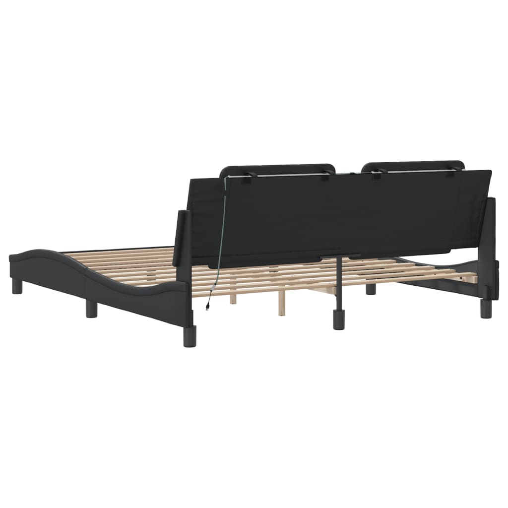 Bedframe met LED-verlichting kunstleer zwart 180x200 cm is nu te koop bij PeponiXL, paradijselijk wonen!