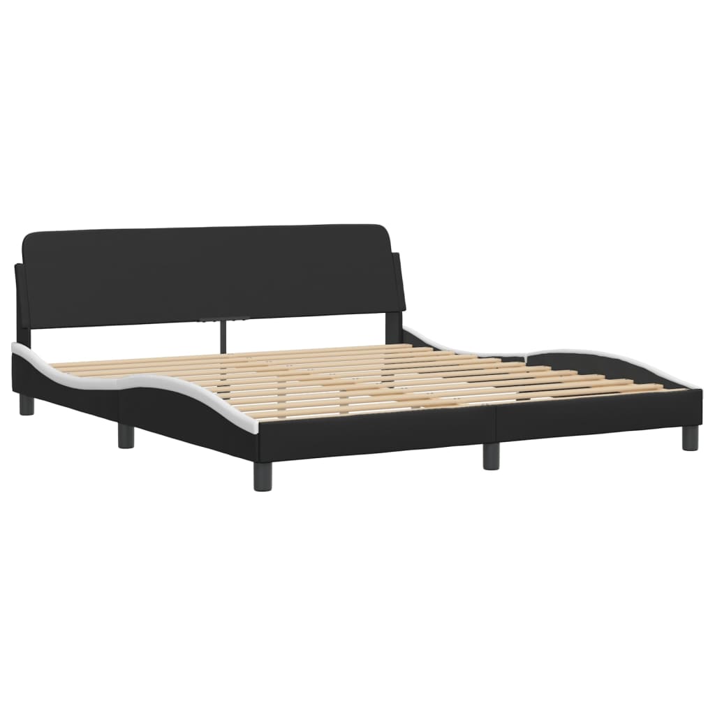 Bedframe met LED-verlichting kunstleer zwart en wit 180x200 cm is nu te koop bij PeponiXL, paradijselijk wonen!