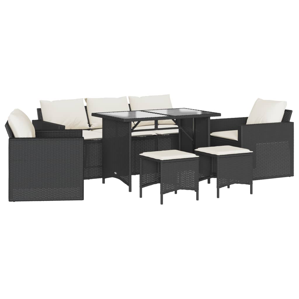 6-delige Loungeset met kussens poly rattan zwart is nu te koop bij PeponiXL, paradijselijk wonen!