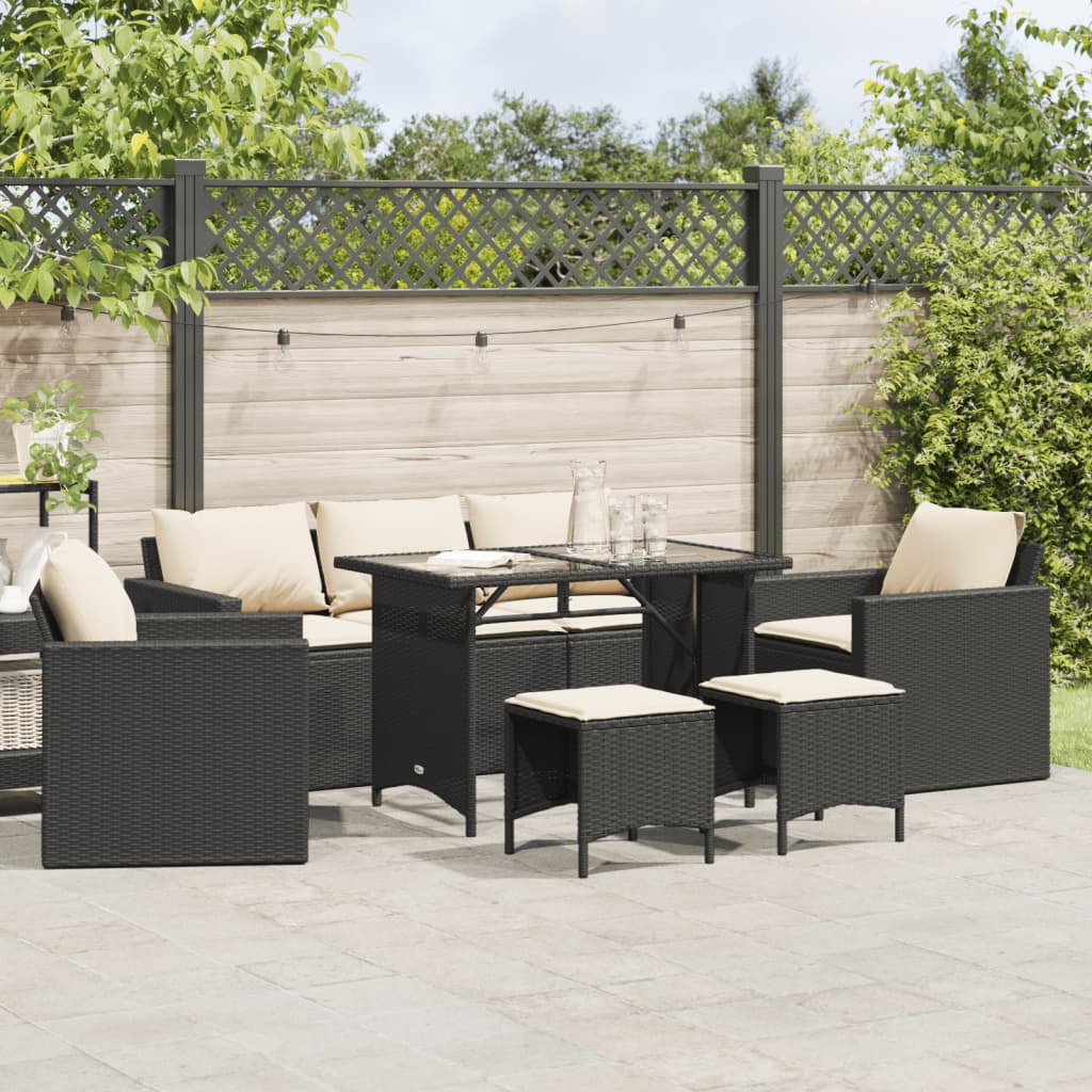 6-delige Loungeset met kussens poly rattan zwart is nu te koop bij PeponiXL, paradijselijk wonen!