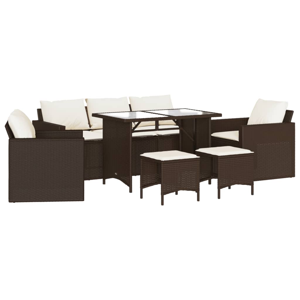 6-delige Loungeset met kussens poly rattan bruin is nu te koop bij PeponiXL, paradijselijk wonen!