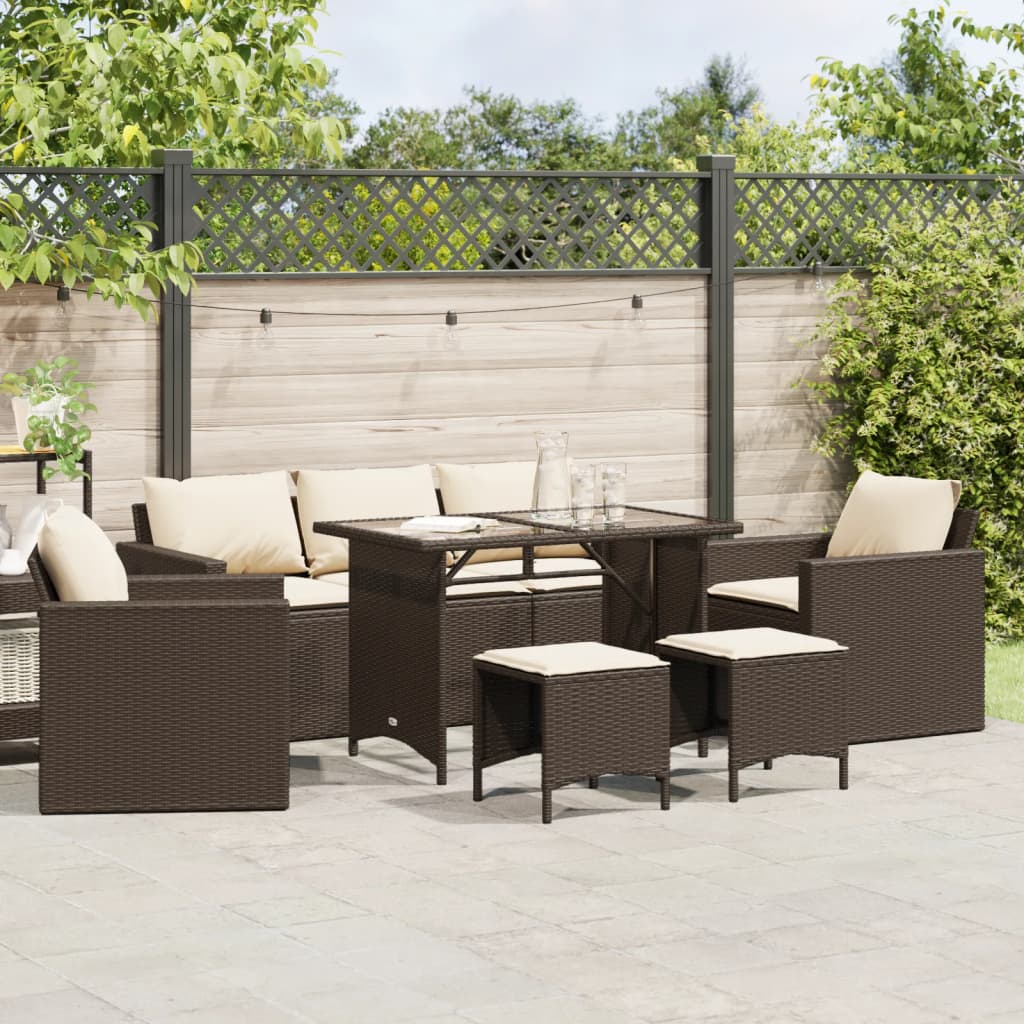 6-delige Loungeset met kussens poly rattan bruin is nu te koop bij PeponiXL, paradijselijk wonen!
